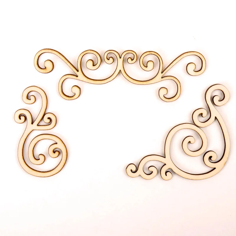 Mix Lace Frame Wooden Pattern Scrapbooking Craft for Handmade Accessory Sewing Home Decoration DIY 6pcs 61-115mm
