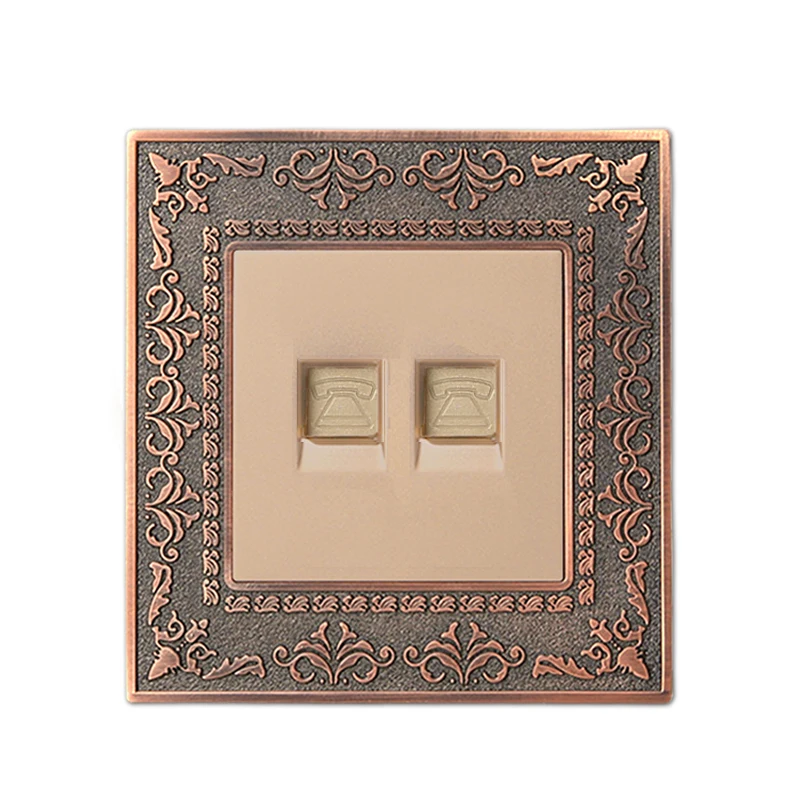 

Coswall 4D Embossing Zinc Alloy Panel Luxury Wall Dual Telephone Socket