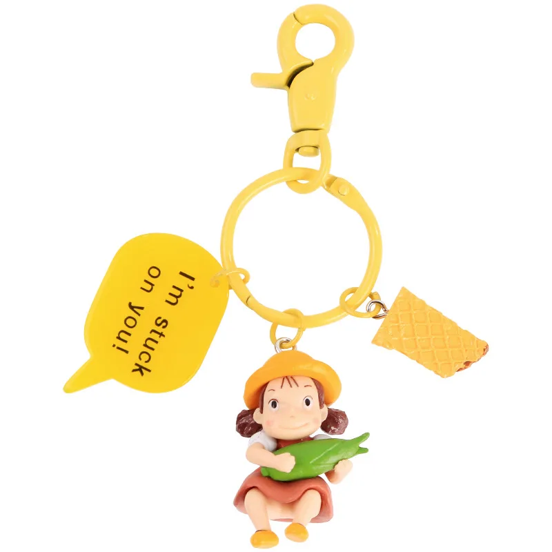 

High Quality 2019 New Japanese Anime Hayao Miyazaki My Neighbor Totoro XiaoMei Small bell keychain bag Pendant Gift figure toys