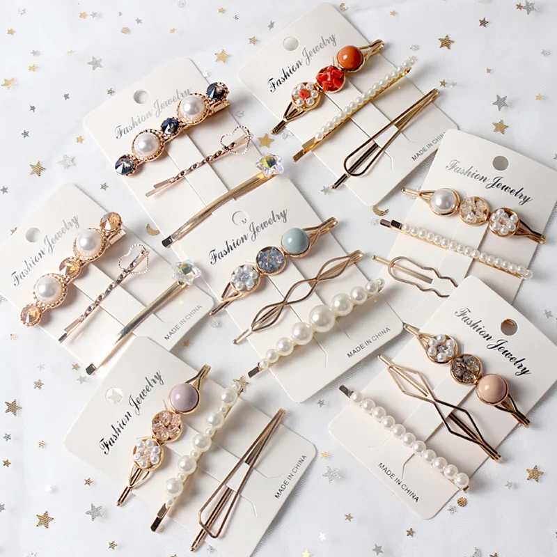 

3PCS/Set Fashion Girls Pearl Hair Clip Metal Hair Clips Barrette Hairpin Women Bobby Hair Pins Hair Accessories for Wedding