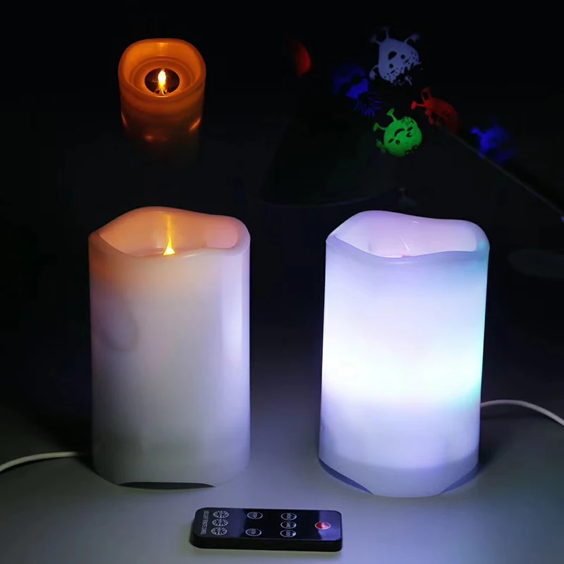 Романтическая свеча проектор ночной Светильник питание от USB 2 в 1 мерцающий светильник s Рождество Хэллоуин украшение с дистанционным управлением