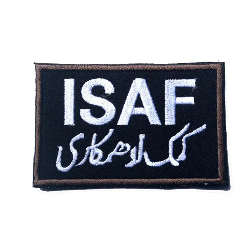 ISAF International Security Assistance Force Military Patch Morale Patch 3D Embroidery Camouflage Double-Sided Army Badge Badge - Цвет: A