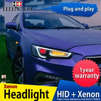 

Hireno Headlamp for Mitsubishi lancer 2009-14 Headlight Headlight Assembly LED DRL Angel Lens Double Beam HID Xenon 2pcs