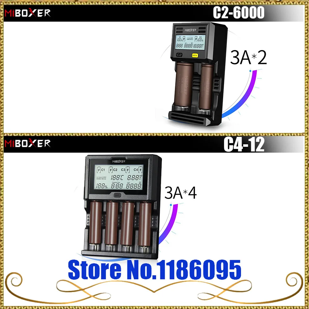 

Miboxer C2-6000/ C4-12 Battery Charger LCD Screen 3.0A for Li-ion/IMR/INR/ICR/Ni-MH/Ni-Cd rechargeable battery PK(VC4 I4 D4 )