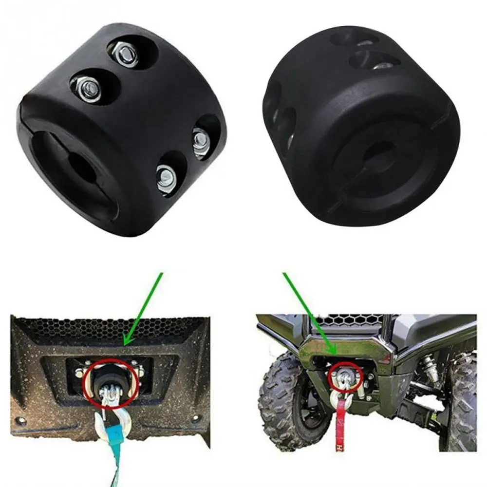 1Pcs Winch Cable Hook Stopper Black Rubber Winch Line Hook for Rope Cable with Wrench and Screws for Jeep ATV