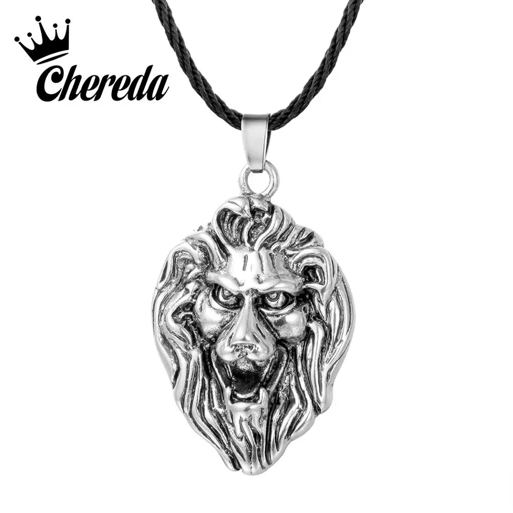 Веревочные ожерелья Chereda Punk Biker Lion для женщин и мужчин Винтажные Ювелирные