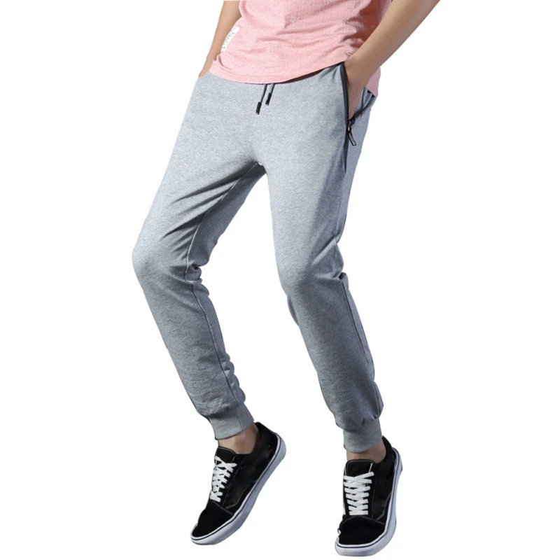 Осенние новые мужские брюки Модные брюки для мужчин наклонная молния карман Tether пояс Чистый цвет повседневные брюки - Цвет: Light Grey