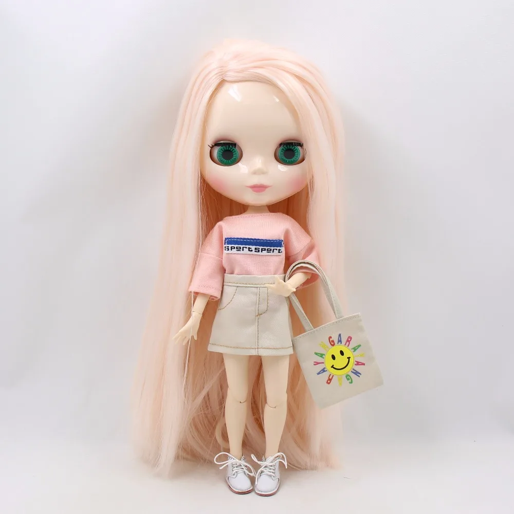 Ледяная кукла DBS Blyth 1/6 bjd бледно розовые волосы сторона пробор белая кожа