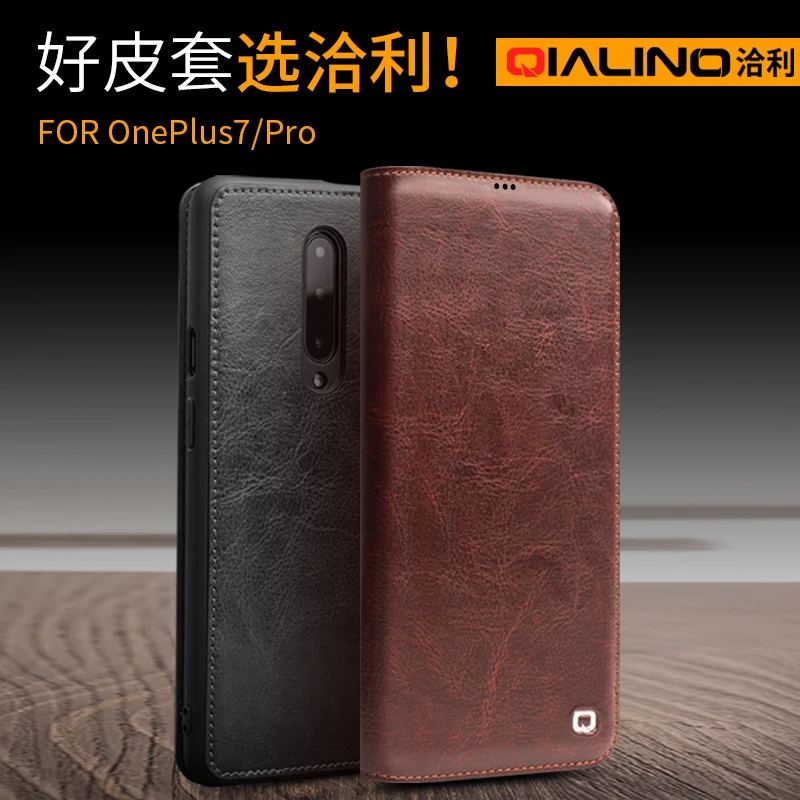 Qialino бренд для One Plus 7 чехол из натуральной кожи для Oneplus 7 Pro Бизнес откидная крышка высокое качество настоящая воловья кожа