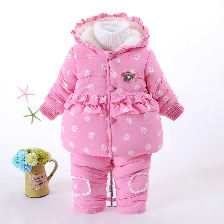 2 Pcs/1 Lot 2016 Winter Baby Girls Clothes Sets Children Cotton padded