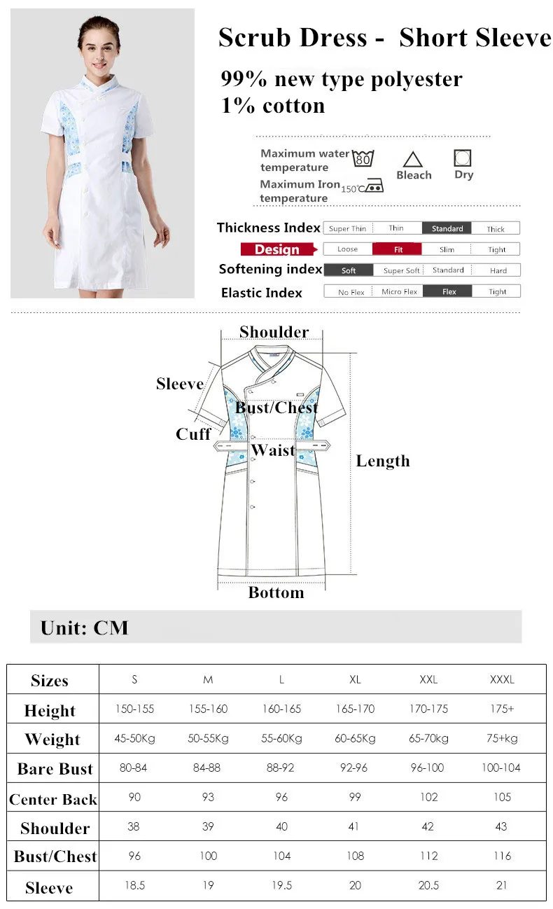 Элегантная униформа медсестры, облегающее медицинское платье, зима-лето, халат доктора, медицинская одежда, высокий белый косметик, официантка, рабочая одежда