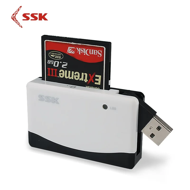 SSK All in 1 USB 2.0 Card Reader Supports SD Micro SD MS CF Cards High Speed Muliti function