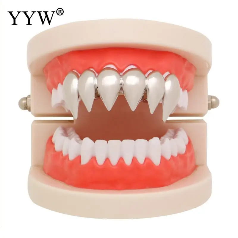 Brass Hip Hop Teeth Vampire Teeth Fangs Dentures Props Halloween Props Party Favors Mask Diy Decorations Horror Adult For Kids