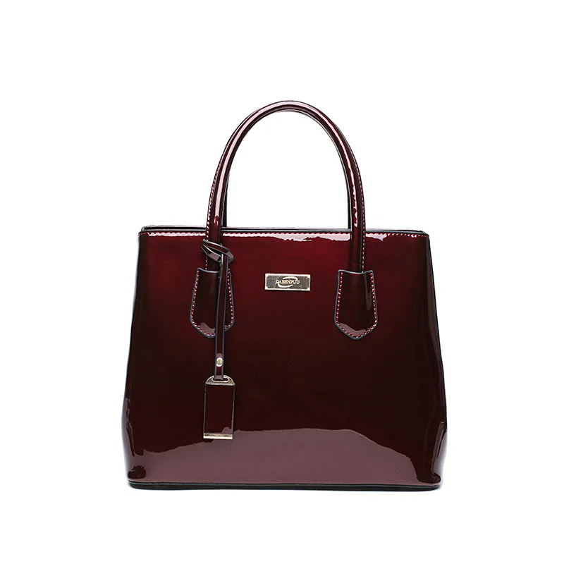 Комплект из 2 предметов; Высококачественная женская сумка из лакированной кожи; Роскошная брендовая Сумка-тоут; женская сумка-мессенджер через плечо; клатч; Feminina - Цвет: wine red