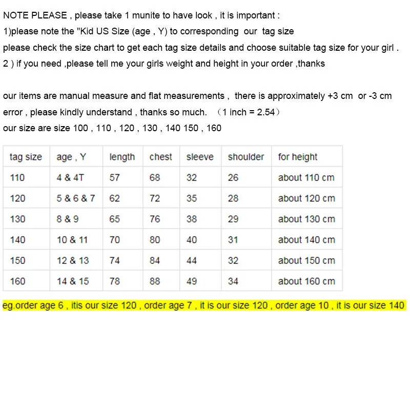 Хлопковые детские платья с оборками для девочек 10-12 лет; толстовки с длинными рукавами для маленьких девочек-подростков; платье принцессы; праздничная одежда; сезон осень - Цвет: size chart