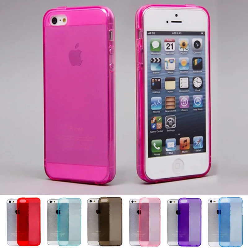 

Ultra Thin Candy Color Crystal Clear Transparent Soft Silicone TPU Cover Skin Case Protector with Pluggy For Apple iPhone 5 5S