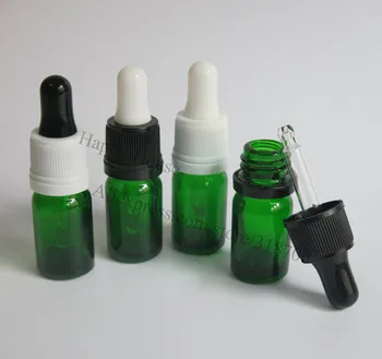 

500 x 5ml Green Mini Glass E liquid Dropper Bottle 1/6 oz Mini Glass Essential Oil Bottle With Tamper Evident Dropper