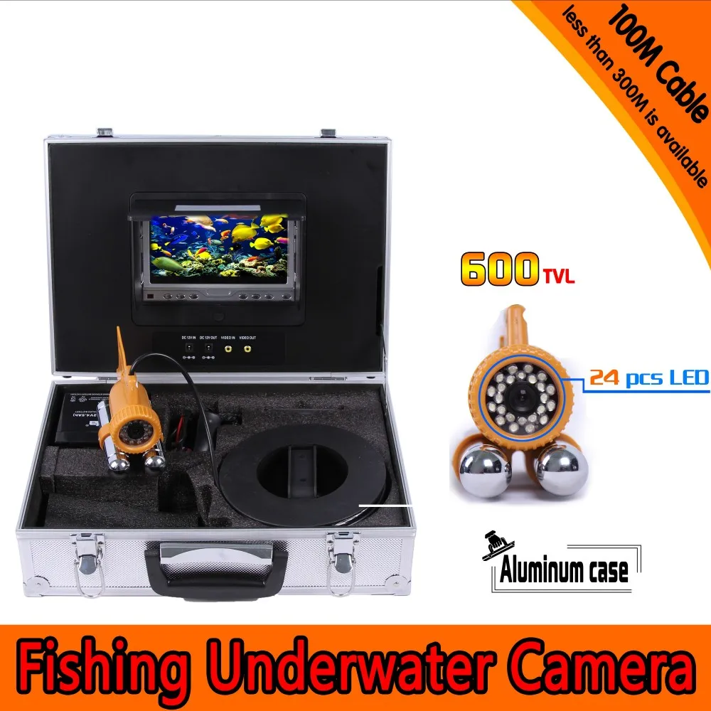 100 м глубина подводного комплект рыболовных камер с двойной свинцовый стержень Камера& 7 дюймов Цвет TFT монитор& Алюминий чехол