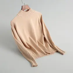 Осень 2019 женская одежда Повседневный лоскутный свитер Женский вязаный водолазка свитер с длинным рукавом Женские топы