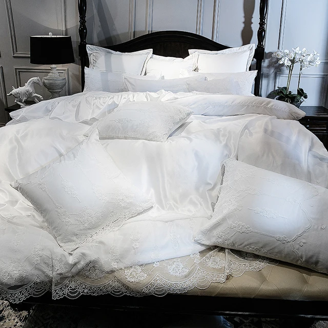 girls white princess lace bedding set queen king size 100 egyptian lace sheets egyptian cotton