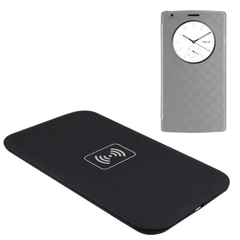 

Gray Quick Circle Leather Case Cover + Qi Wireless Charger Pad for LG G4 for xiaomi mix3 for iphone 7 for Samsung Galaxy S9