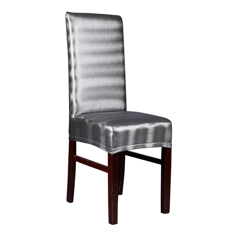 Leather PU Chair Covers Elastic Silver Gray Office Chair Covers For Home Hotel Dining Chair Seat 