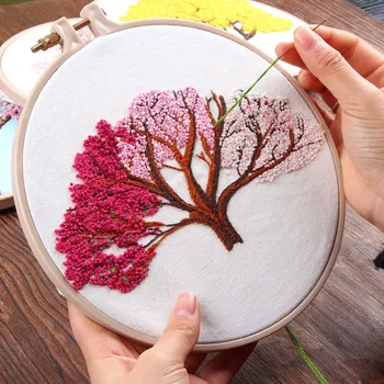 

Colorful Flower DIY Embroidery Needlework Kits Handwork for Beginner Cross Stitch Set Sewing Art Painting Wall Home Decor Gift