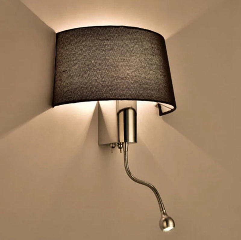 Simple Modern LED Fabric Wall Light for Bedroom Bedside Living Room Hotel Wall Lamp Home Decoration Light with 2 Color Lampshade (4)