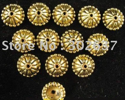 

FREE SHIPPING 100Pcs Antiqued gold metal beaded bead caps A767G