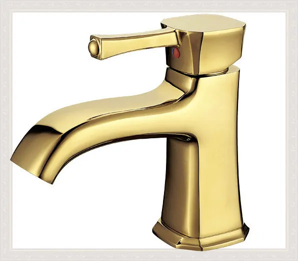 Free Shipping High Quality Solid Brass Single Handle Waterfall Gold Plated Bathroom Vanity Sink Faucet Wide Spout B-1001M vinta |