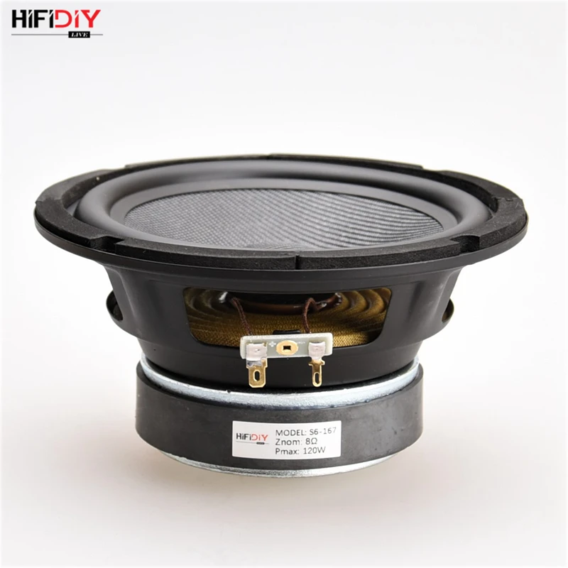 HIFIDIY LIVE HIFI колонки DIY 6 дюймов 6," Midbass НЧ динамик 8 Ом 120 Вт из стекловолокна Вибрационный таз громкоговоритель S6-167