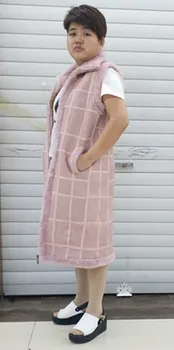 

fur vest women winter waistcoat of genuine sheepskin and fur whole piece female warm autumn winter long stand collar jacket V28