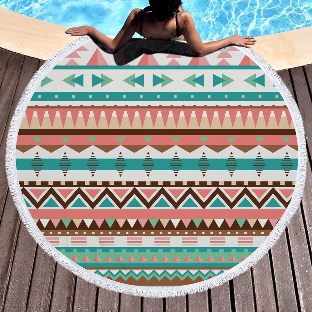

Geometric Printed Thick Terry Boho Bohemian Indian Round Mandala Beach Towel Microfiber Beach Towels Large Serviette De Plage