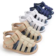 Летняя одежда для маленьких мальчиков из плотной ткани Magic сандалии с пряжкой детские, с мягкой подошвой Обувь ходунков, Повседневное обувь для маленьких детей в возрасте от 0 до 18 месяцев до 3 Цвета