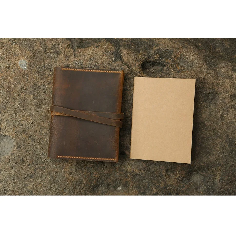 

Personalized vintage retro leather case cover for A6 notebook / Simple A6 refillable leather journal notebook cover