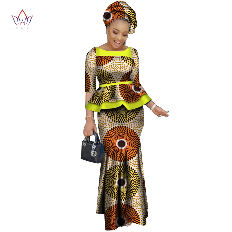 in stock Summer african women two piece o neck print Skirt set african ...