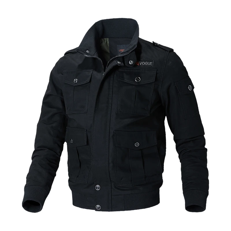 Осенняя мужская куртка-бомбер в стиле милитари, хлопковое пальто в стиле ВВС сафари, армейские куртки, Мужская брендовая одежда, повседневная куртка-карго, YA039 - Цвет: Black