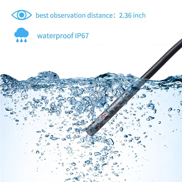 Flexível à Prova Câmera para Android Wdlucky Lente Dupla Câmera Endoscópio Wifi Ip67 Dip67 Água Inspeção Borescope pc Notebook 6 Leds 6mm 6 borescope câmera para android pc notebook 6 leds