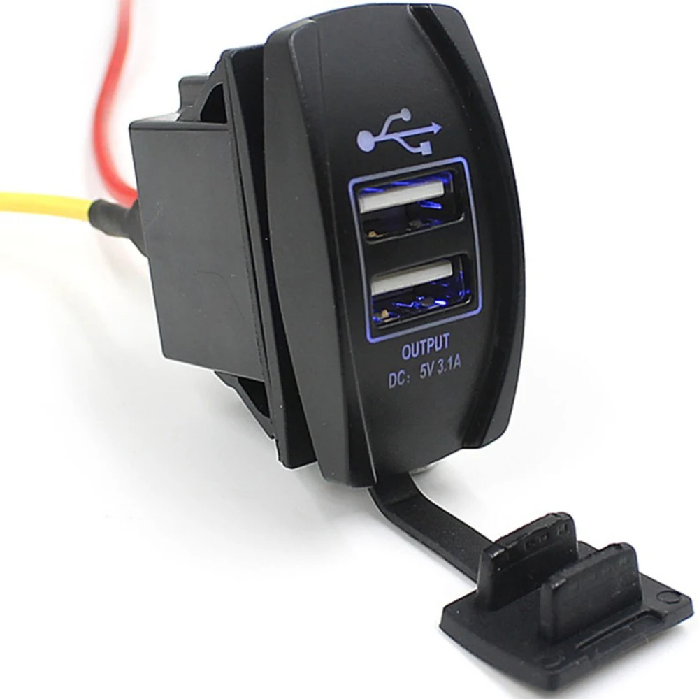 

VODOOL 5V 3.1A Output Dual USB Socket Car Charger Power Adapter Blue LED Light for Mobile Phone High Quality Car Electronics