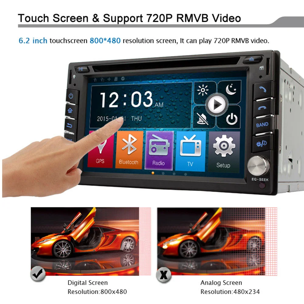 Flash Deal Eunavi Universal Double 2 Din Car Dvd Player 6.2 Inch Radio Stereo Head Unit Gps Navigation With Cd Mp3 Usb Bluetooth Swc 3