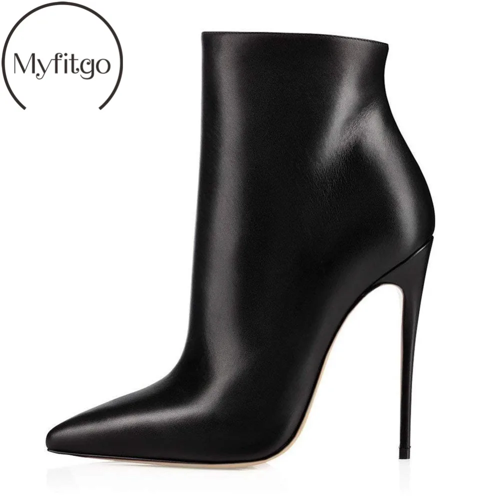 Myfitgo Новое поступление: женские ботильоны на высоком каблуке 11 см однотонные черные из искусственной кожи обувь женские ботиночки Обувь