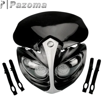 

Pazoma 12V Motorcycle Off Road Dirt Bike LED Head Lamp Universal Enduro Motocross Black Headlight for Honda CB300F CBR CTX700