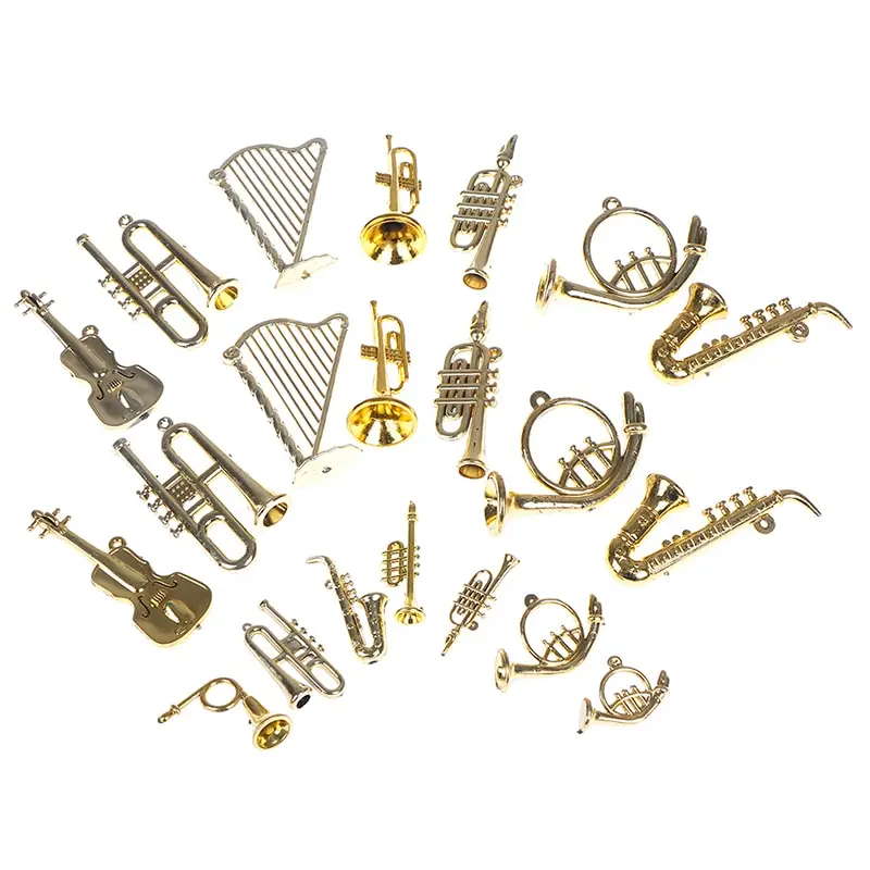 Mini Plastic Instrument Good Gift For Friends Collecting Gold Christmas Tree Hanging Xmas Decor Musical