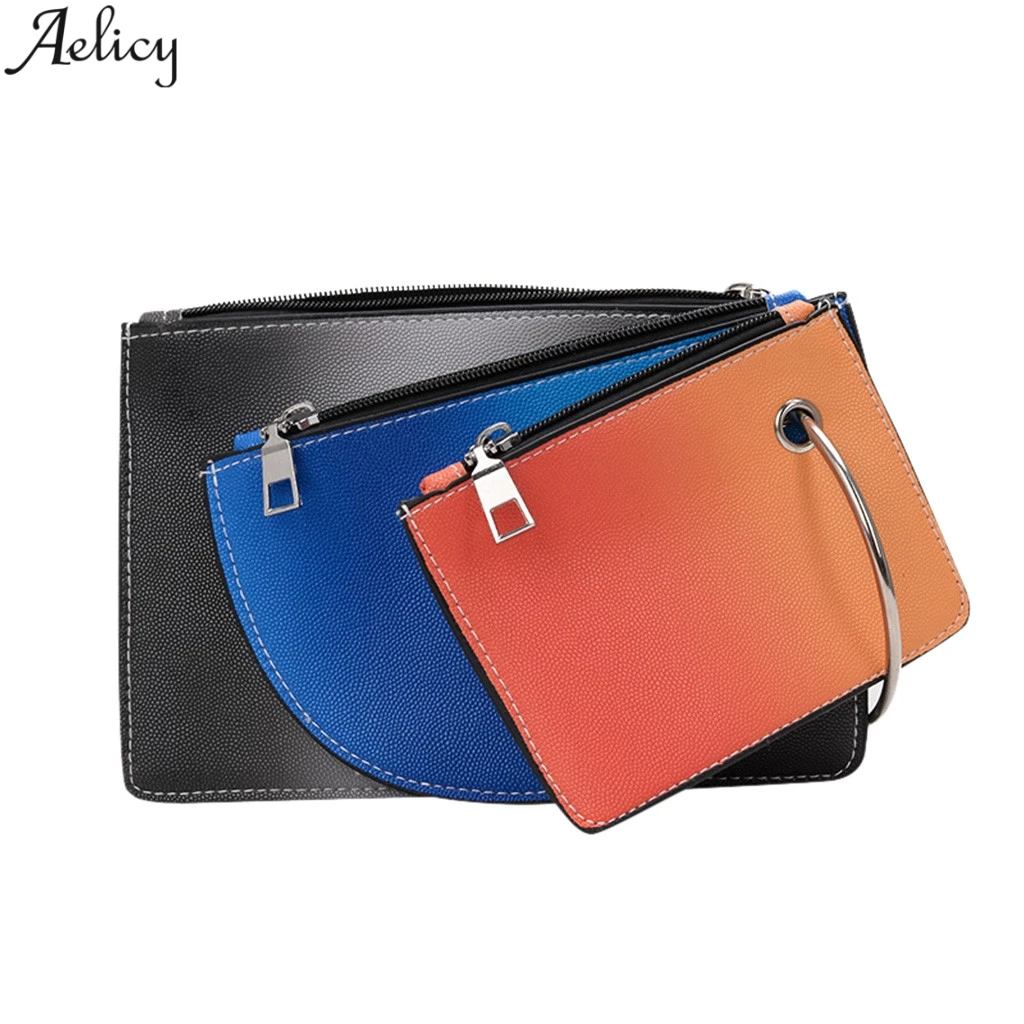 

Aelicy Colouring Mini Totes Bag Women Fashion Panelled PU Leather Clutch Bag Designed Stylish Key Card Bag For Women Hot Sales
