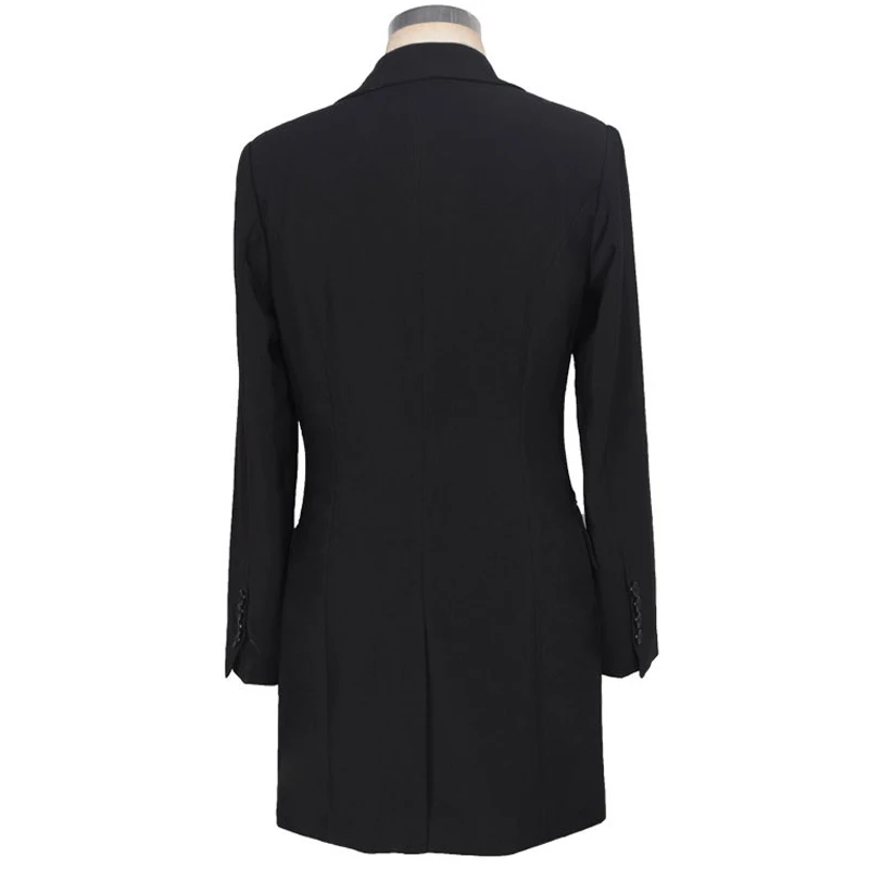 Spring Autumn 2015 Women Blazer Lapel Collar Long Sleeve Single Button Lady Black Work Long Jacket Coat feminino Bussiness Work