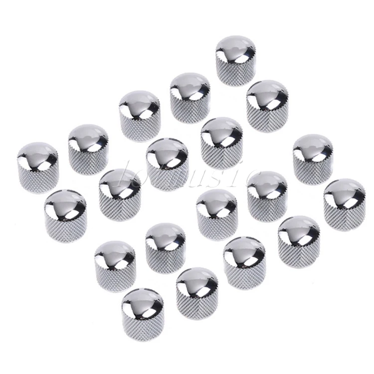 

20Pcs Chrome Metal Guitar Dome Knob Control Knon For Fender Tele Replacement Split Shaft:6mm