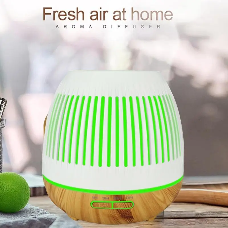 

400ml Ultrasonic Air Humidifier with Wood Grain Aroma Essential Oil Diffuser for Home Bedroom Living Room 4 Style EU/US Plug