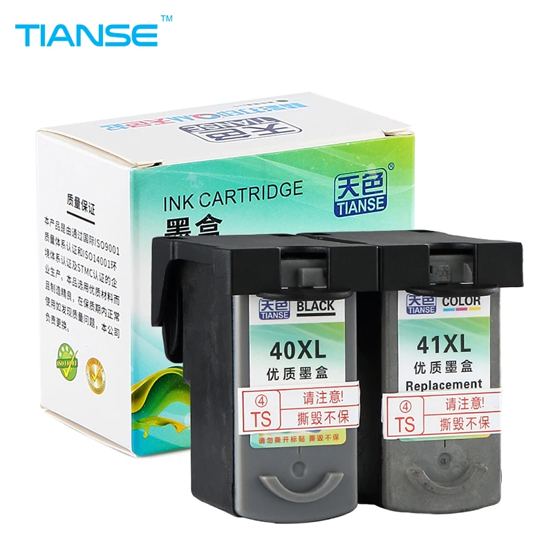 

TIANSE PG40 CL41 Ink Cartridge PG-40 CL-41 PG 40 41 for Canon PIXMA IP1180 IP1200 IP2500 MX308 MP140 MP150 MP160 MP210 printers