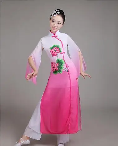 (0185) Women Chinese Folk dance costumes sequins Embroidery peony Hanfu yangko/umbrella/fan dance classical dance costume