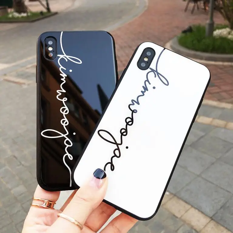 

luxury tpu+Tempered glass Simple Phone Case for iphone X 7 6 6S 8 plus cases